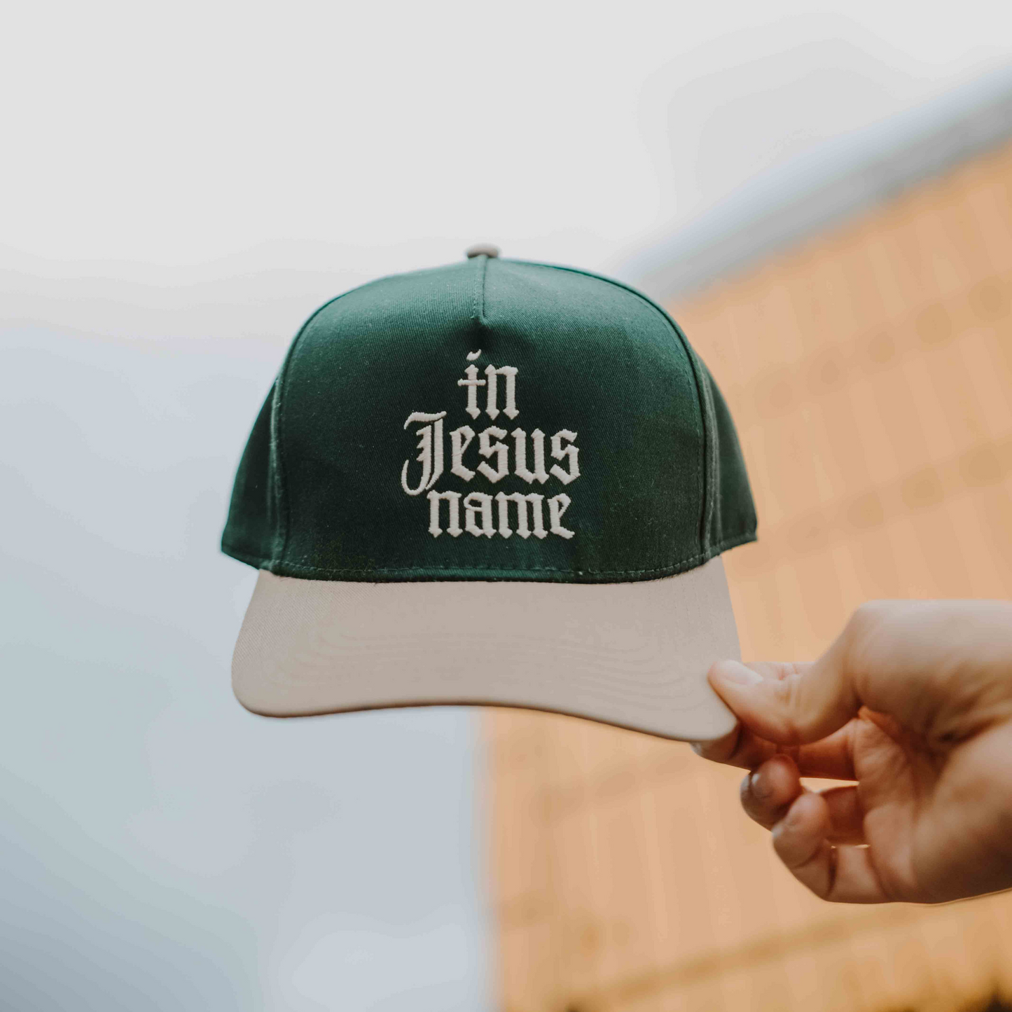 In Jesus Name Hat DARK GREEN & KHAKI